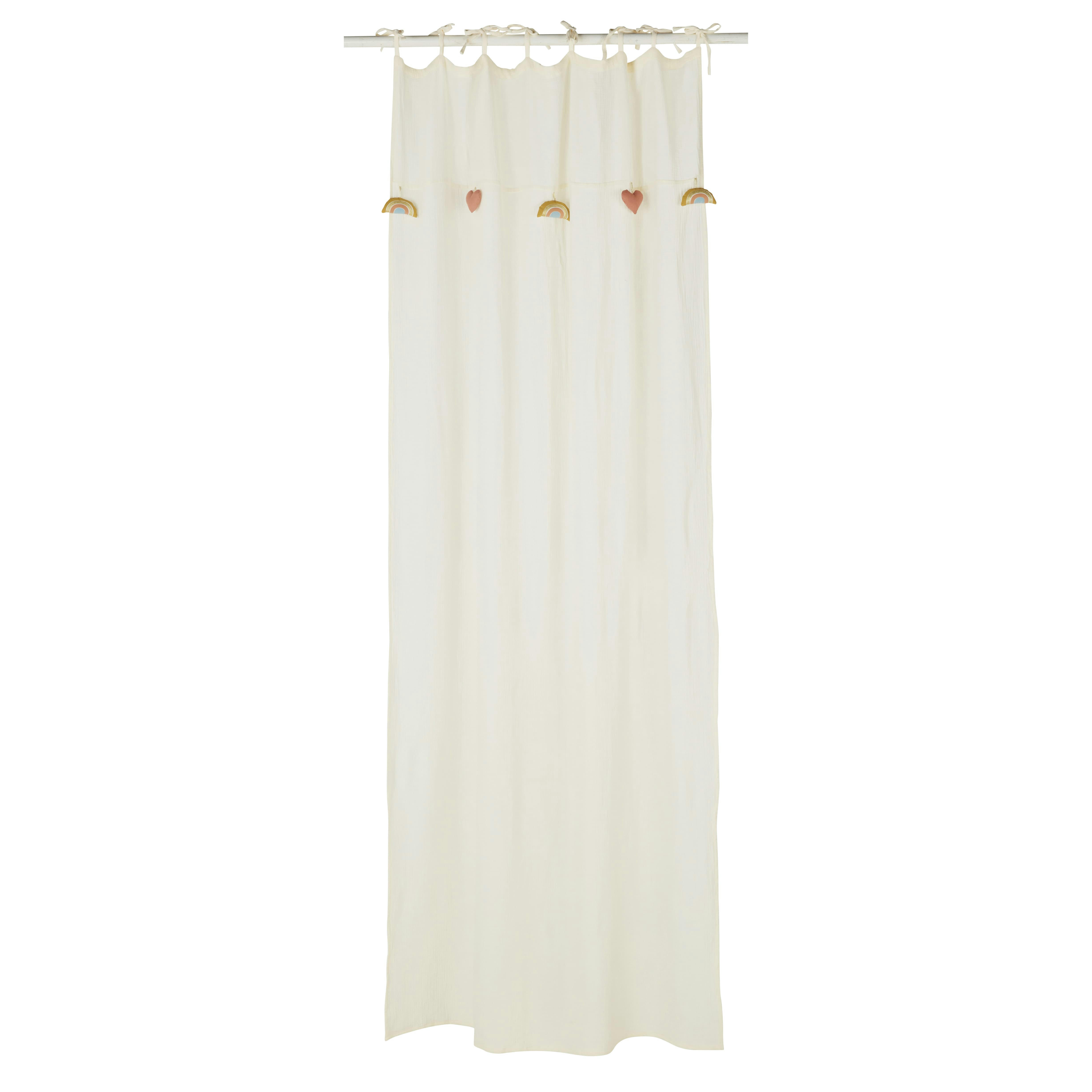 BRISBANE - Rideau à l'unité en gaze de coton avec éléments en volumes 110x250