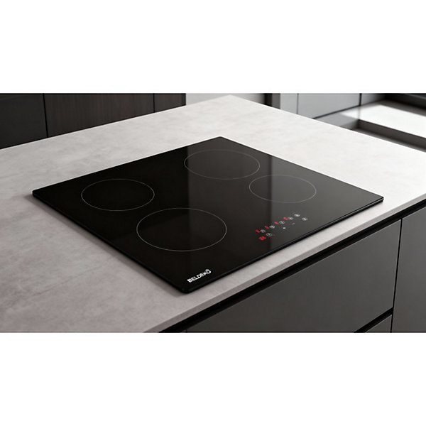 BELDEKO - Table de cuisson Vitrocéramique 3 foyers - Encastrable, Minuteur multi-zones Seulement 4,6 cm d'épaisseur