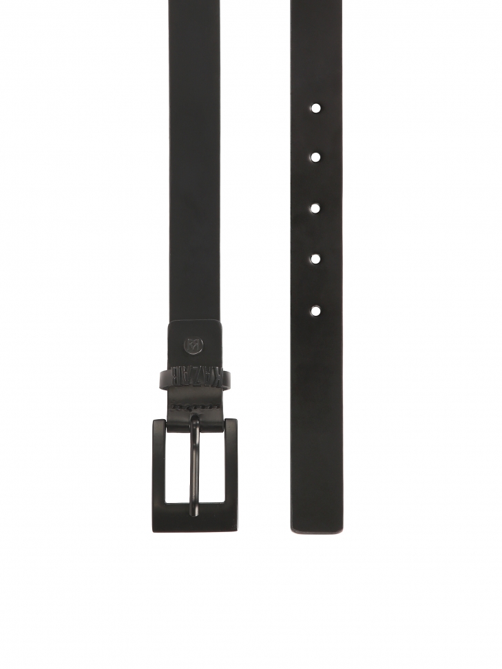 Subtle black belt with metal buckle and logo