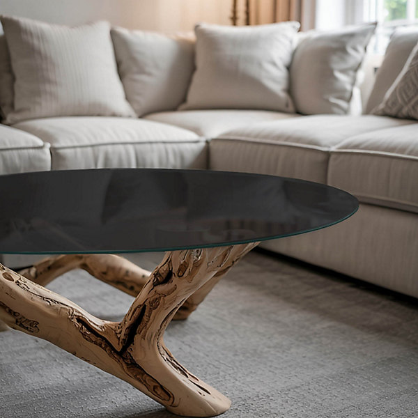 Dessus de table en verre trempé Wallfluent fi100 cm Couleur noire lisse