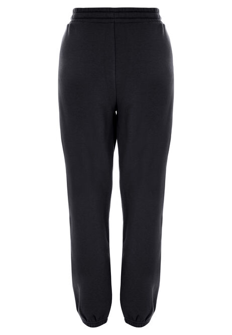 Womens Black Drawstring Cuffed Joggers