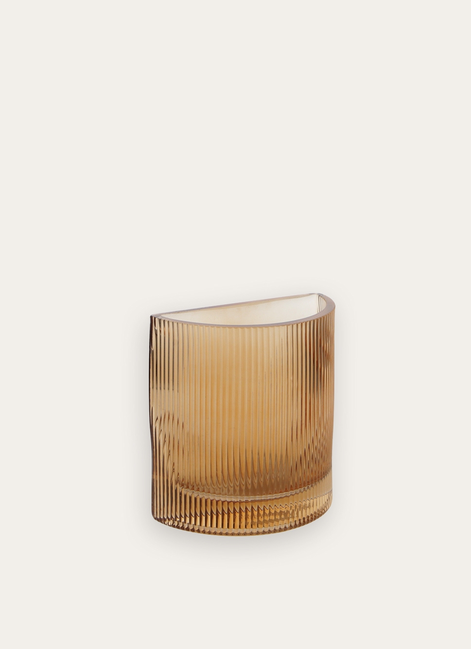 VASE EN VERRE STRIÉ - FORME DEMI-LUNE ROUX
