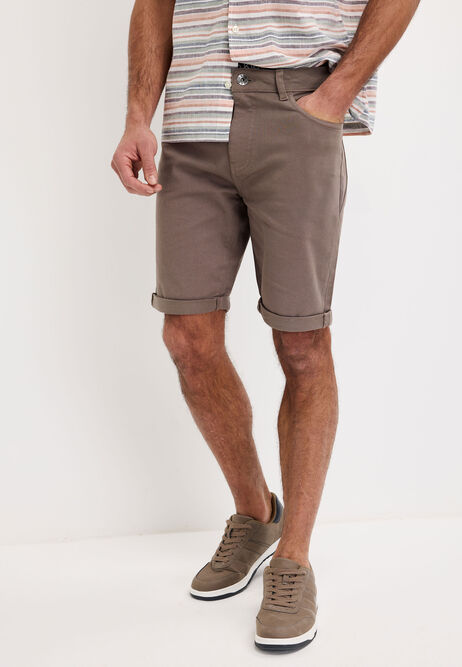 Mens Brown Cotton Rich Denim Shorts