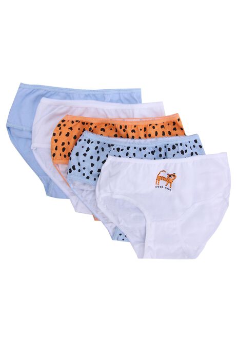 Younger Girls 5pk Orange Cat Briefs
