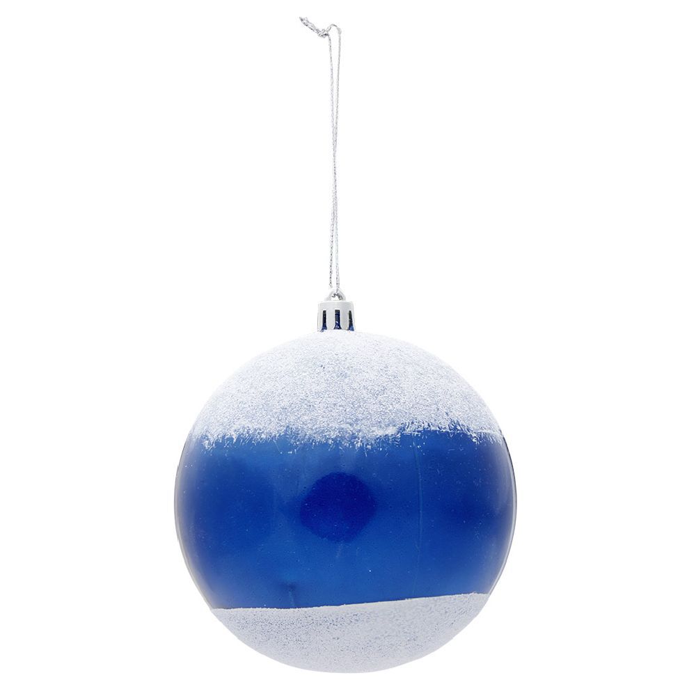 Boule de No&euml;l neige blanche bleue Ø10 cm