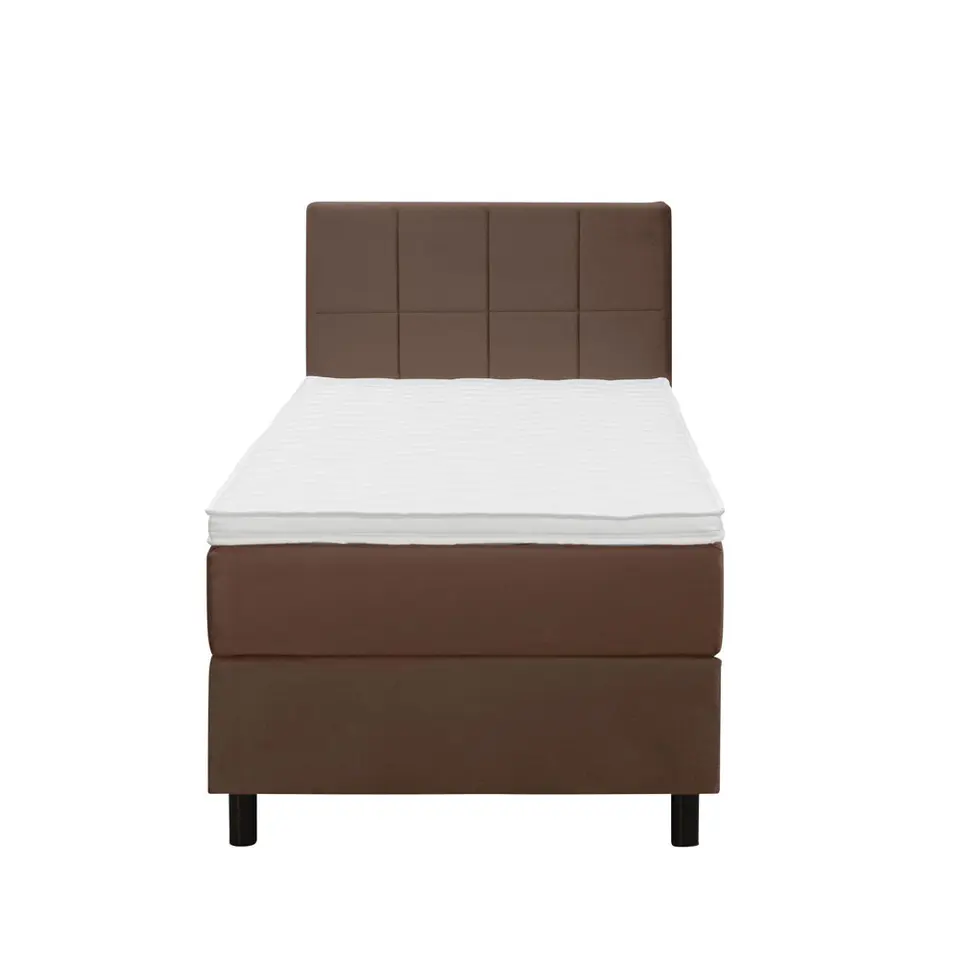 Boxspring Liv geblokt - bruin - 90x200 cm - ronde poot