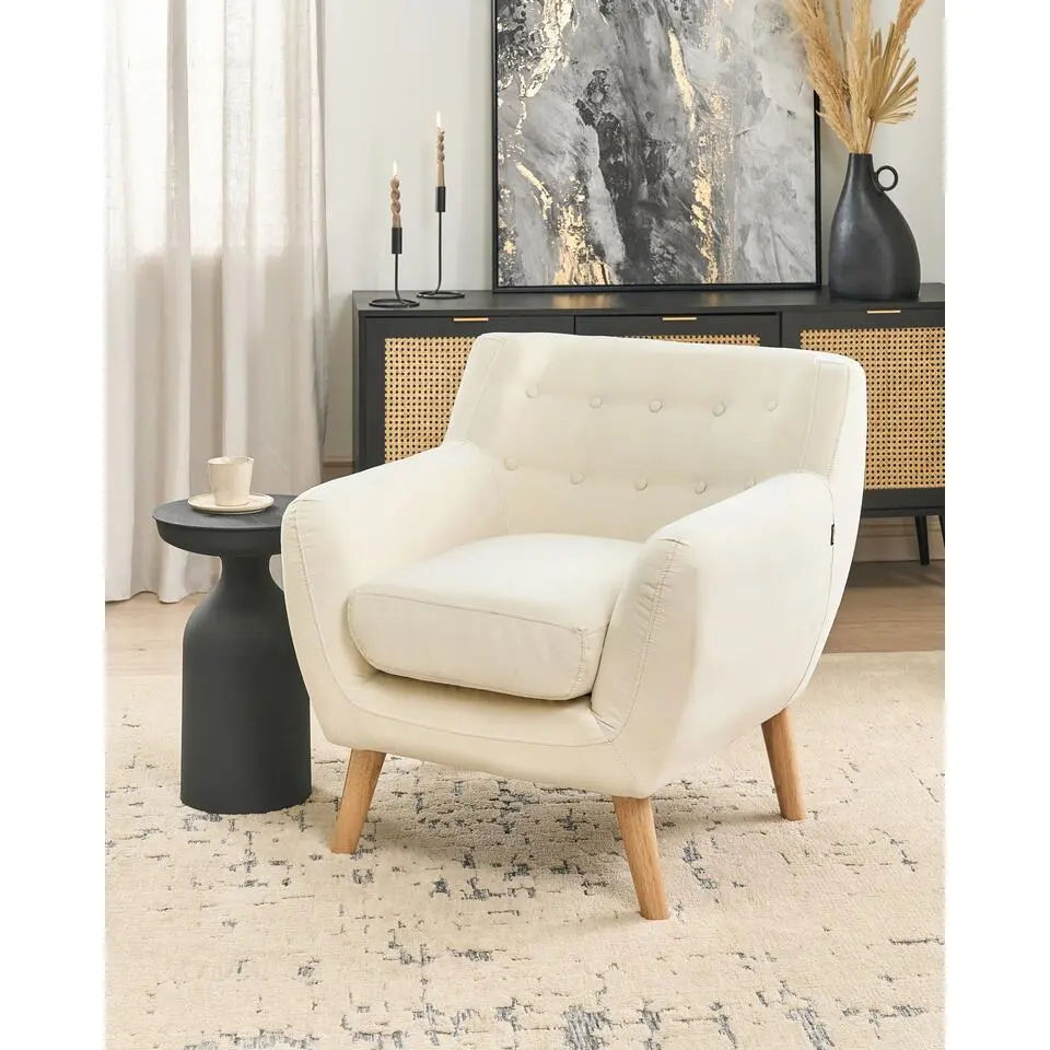 MOTALA - Chesterfield fauteuil - Lichtbeige - Polyester