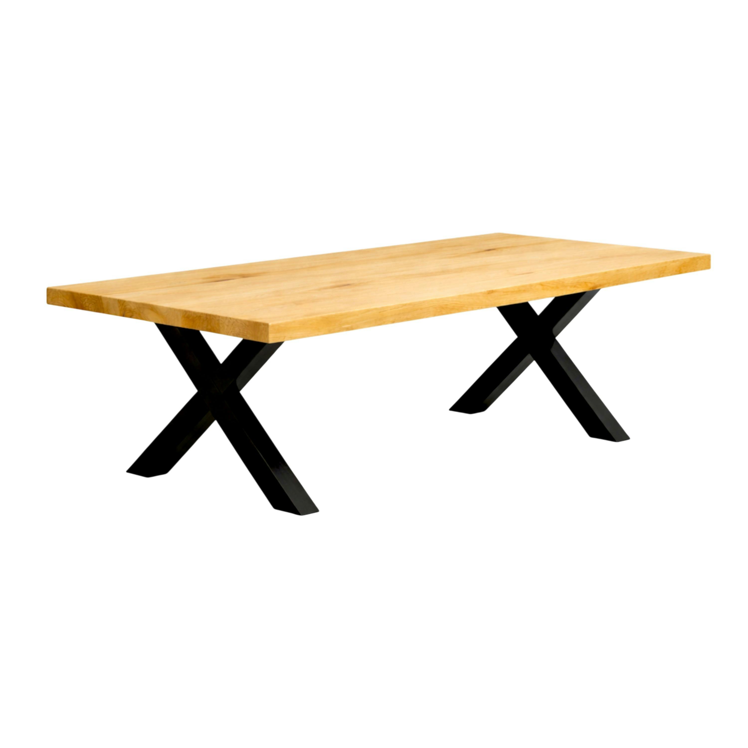 Table extensible bois huilé bords droits pieds en X 180 cm PALERME