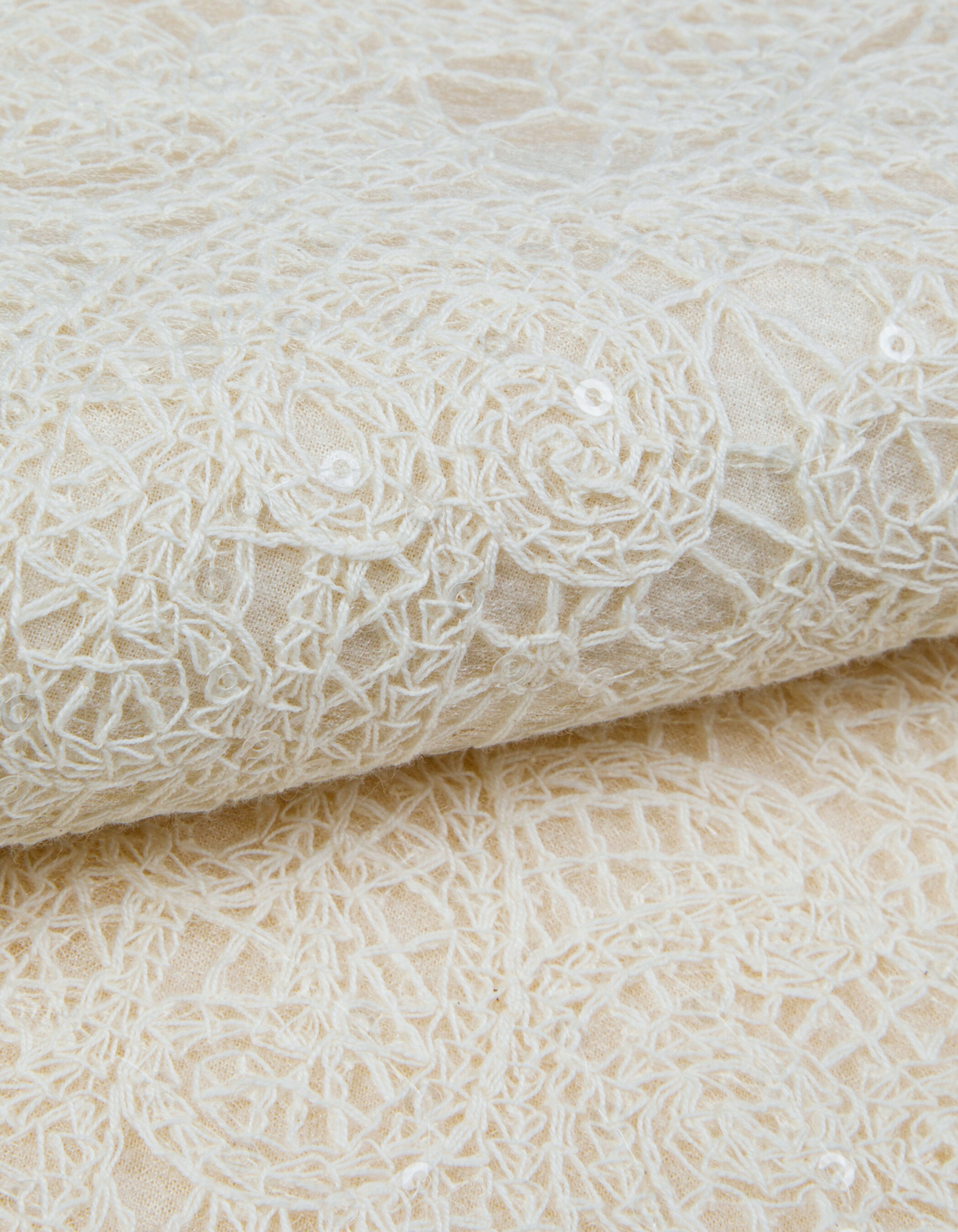 Robe courte blanche broderies et sequins Femme