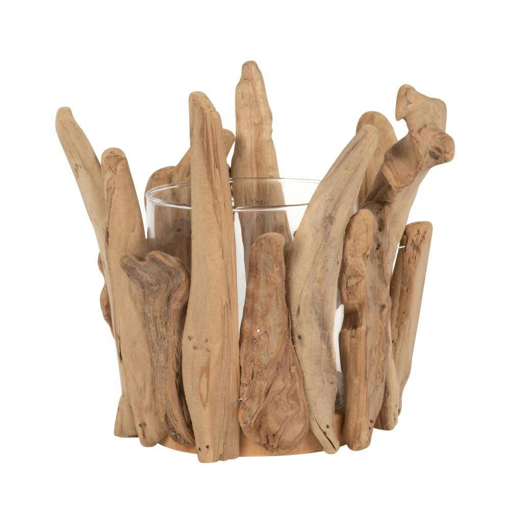 - Bougeoir en lithocarpus et verre