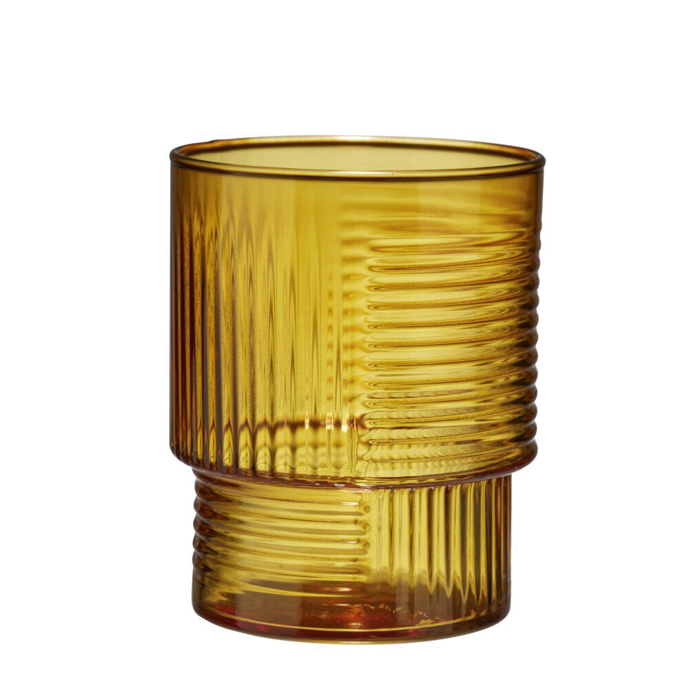 Verre bas 325 ml Helen verre strié Ø9XH7 cm (3 modèles jaune marron ou beige)