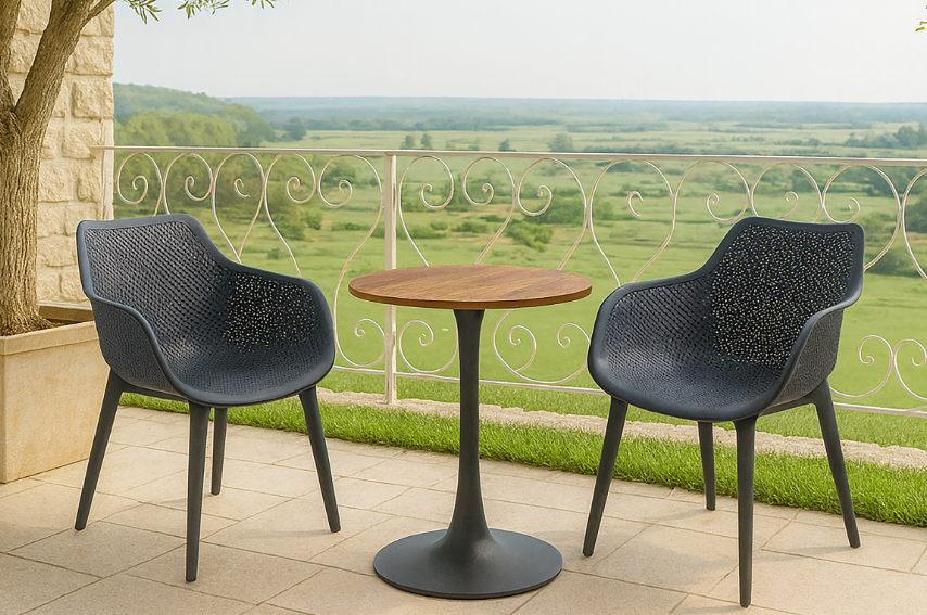 Sens-Line - Jamy HPL Tuintafel - Ø70cm - Houtkleur