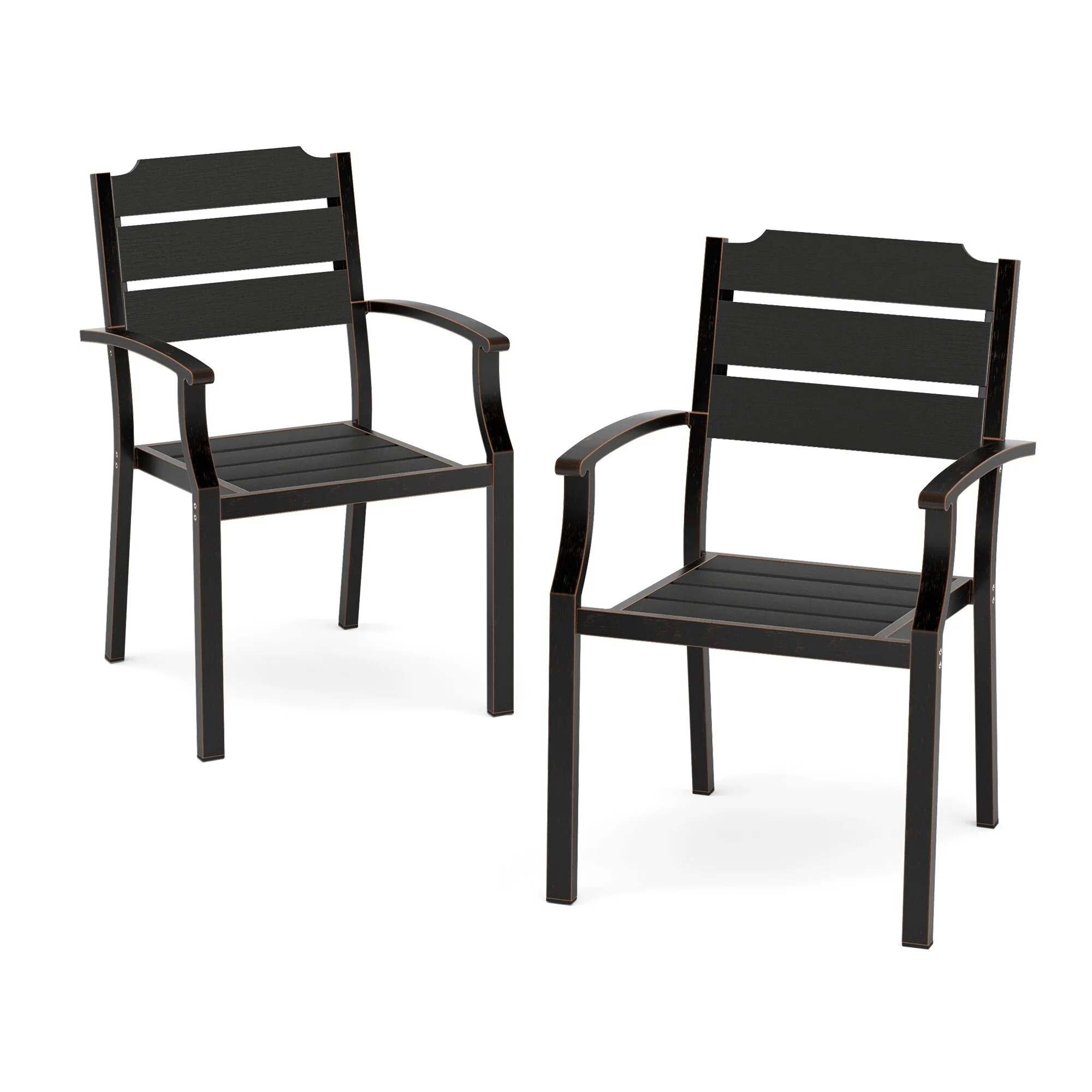 Black Brushed Brass Black Fine Straight Grain Outdoor Chair - 23.8 W x 22.6 L x 35 H