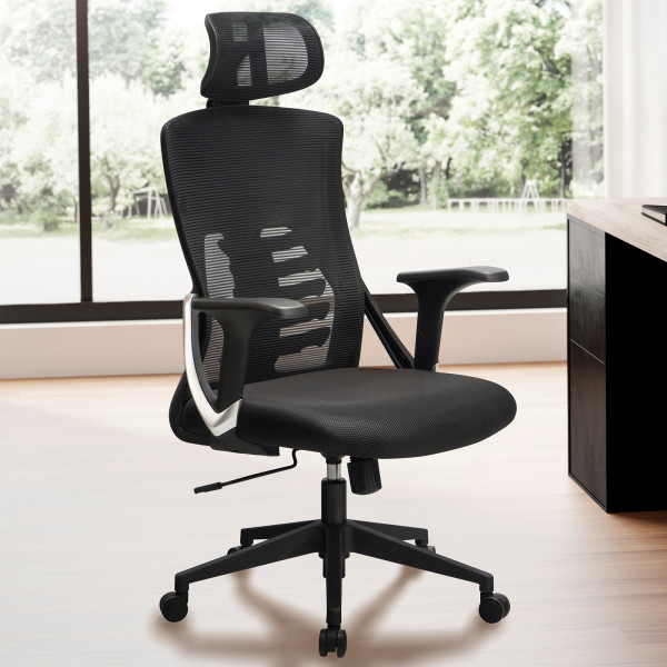 FineBuy krzesło obrotowe 120 kg czarne ergonomiczne
