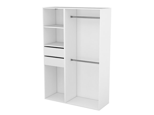 Dressing blanc double penderie 2 tiroirs GoodHome Atomia H. 187,5 x L. 125 x P. 45 cm