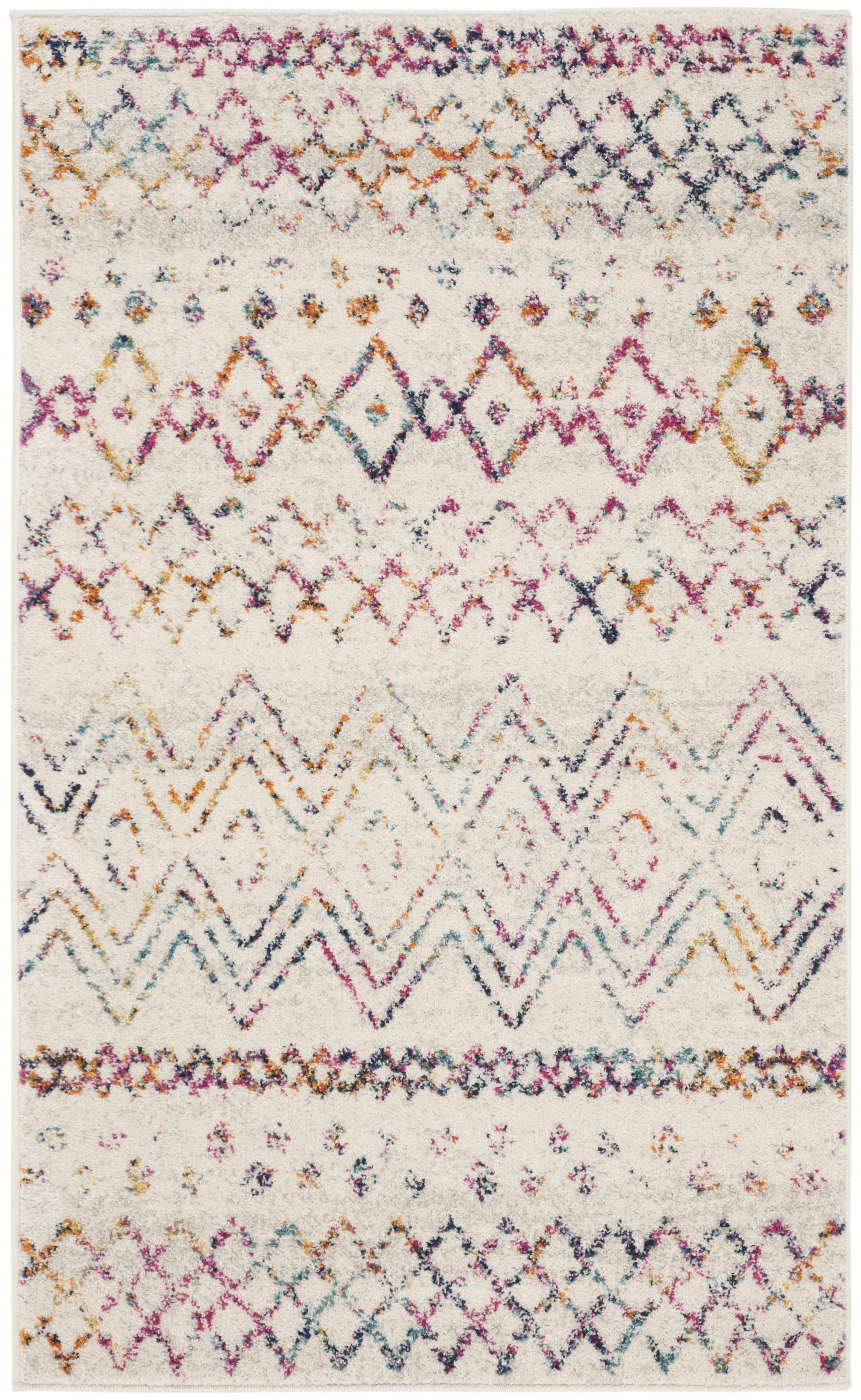 MADISON - Tapis de salon interieur en ivoire & fuchsia, 91 x 152 cm