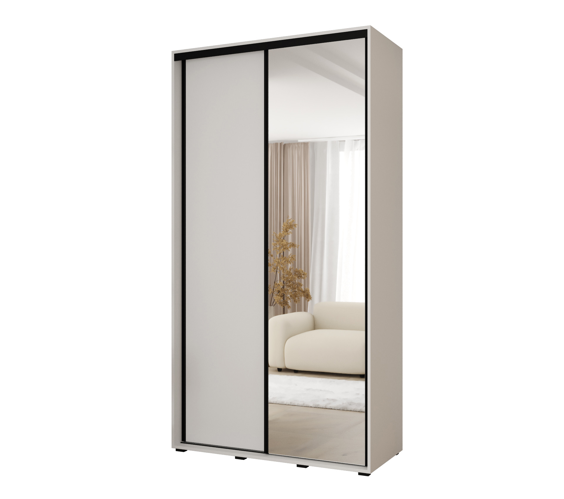 Szafa przesuwna VADO 360 x 140 cm, biały /biały/czarny
