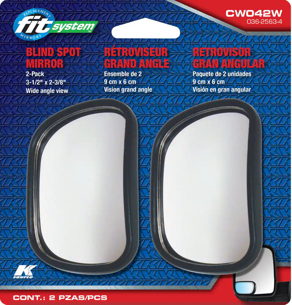 K Source Wedge Shaped Blind Spot Mirrors, 3-3/4-in x 2-in, 2-pk