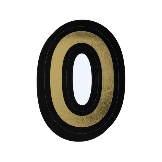 Black and Gold Vinyl Number 0 Sticker 5cm