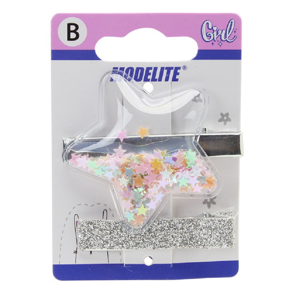 Pince crocodile décor pailleté x2