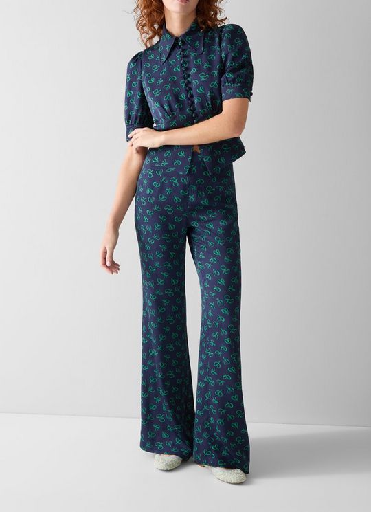 Elsie Navy Plain Straight Leg Trouser