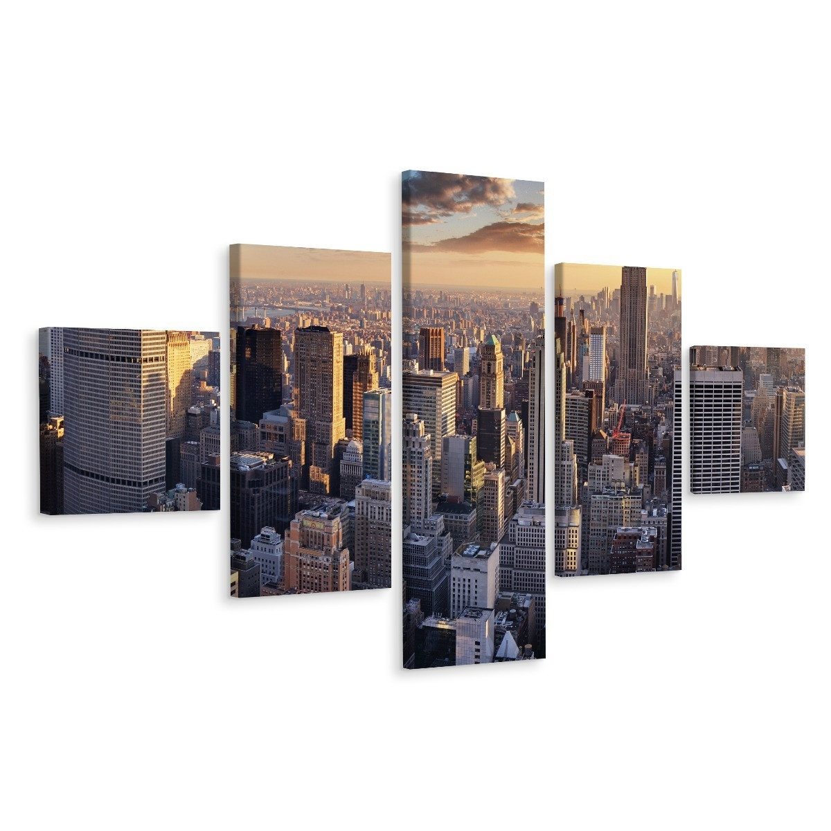 Obraz 5-Częściowy Panorama NYC Efekt 3D 150x90cm