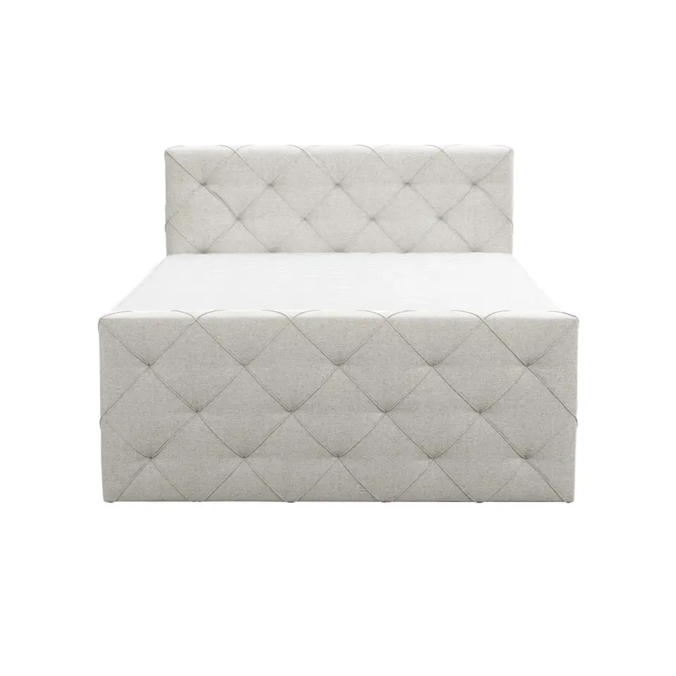 Boxspring met voetbord Liv geruit - ecru - 180x200 cm - slanke poot