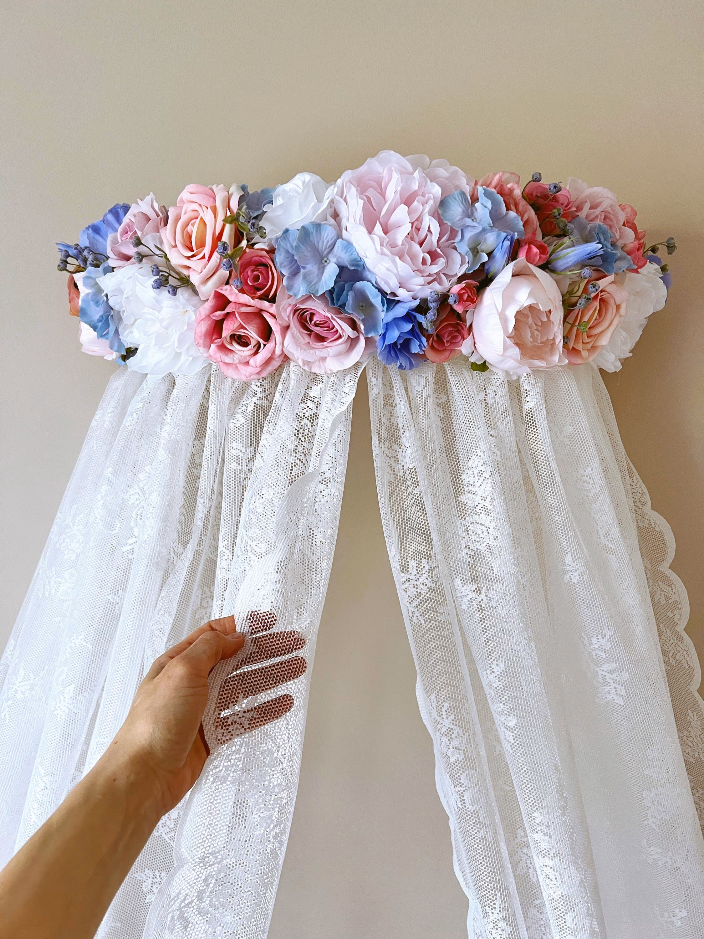 Baby nursery Bed canopy decor lighting Bed Crown Half Moon, Nursery Wall teester Teenage Girl Room decorations