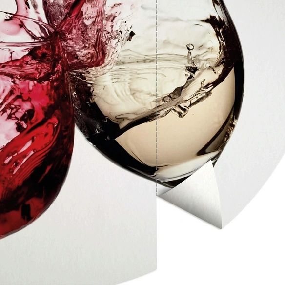 Vliestapete »Runde Vliestapete«, Küche Weingläser Weiß Rotwein, mehrfarbig, matt