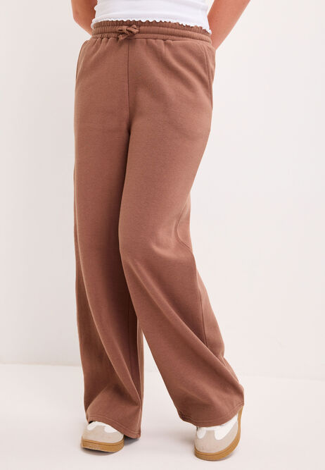 Older Girls Brown Drawstring Wide Leg Joggers