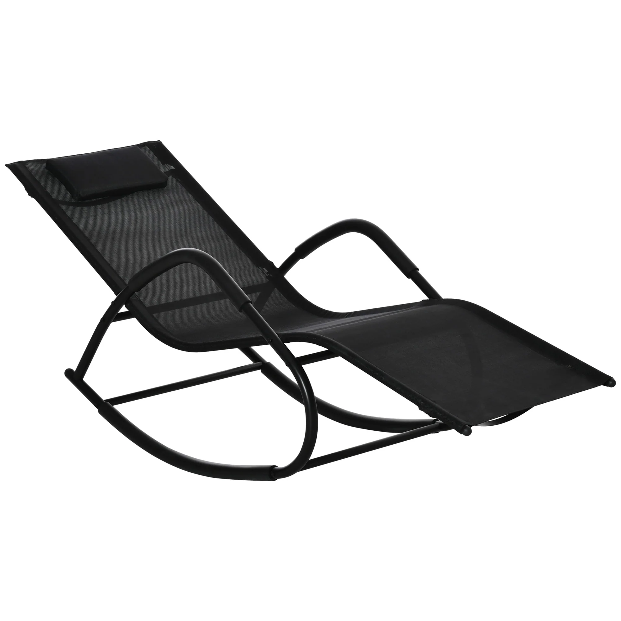 Outsunny Garden Rocking Sun Lounger Outdoor Zero-gravity Reclining Rocker Lounge Chair for Patio, Deck, Poolside Sunbathing