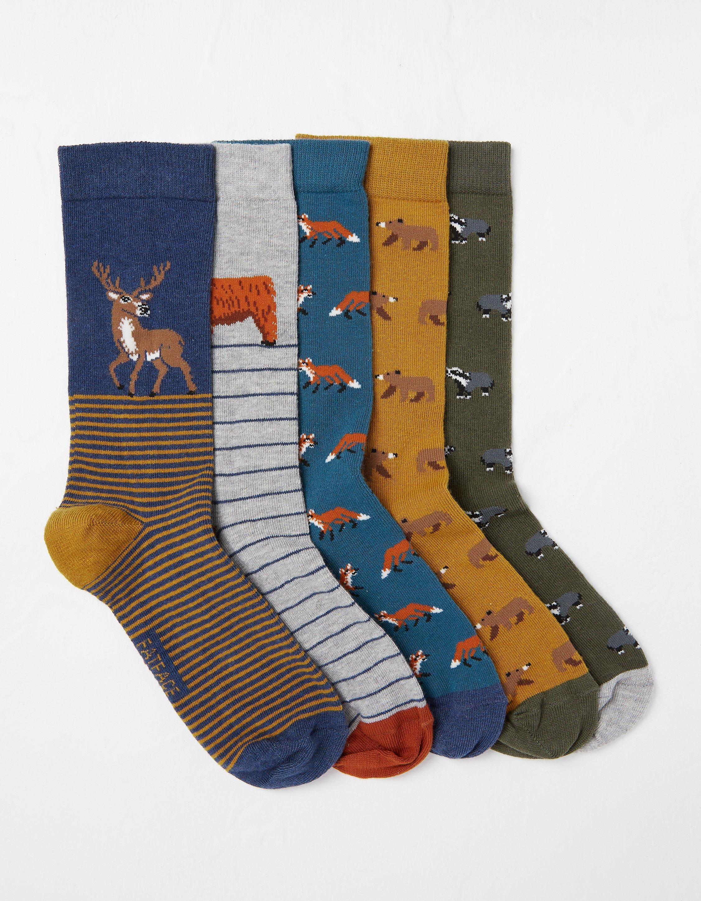 5 Pack Autumn Animal Socks