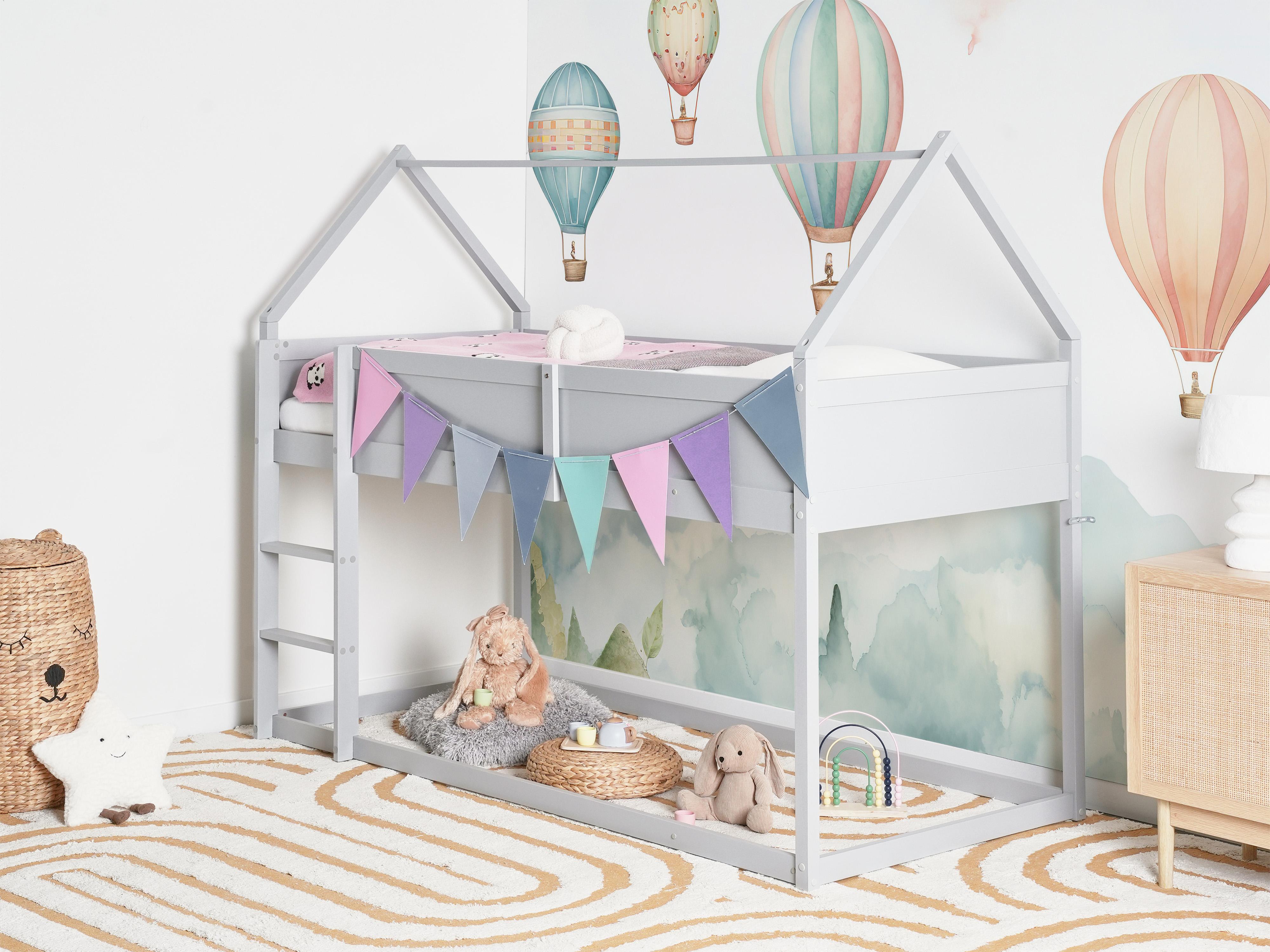 Mid Sleeper Bed House Pine Wood DIENNE 90 x 200 cm (EU Single) Grey