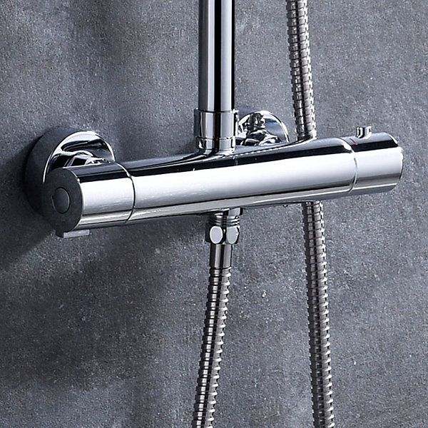 Colonne de douche thermostatique ronde RAPIDA avec finition chromée brillante, en laiton Kibath
