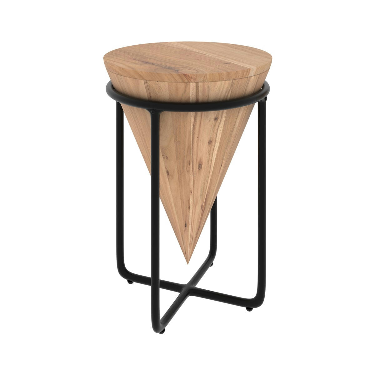 MAFANA - Petite sellette en bois d'accacia et métal D31 cm