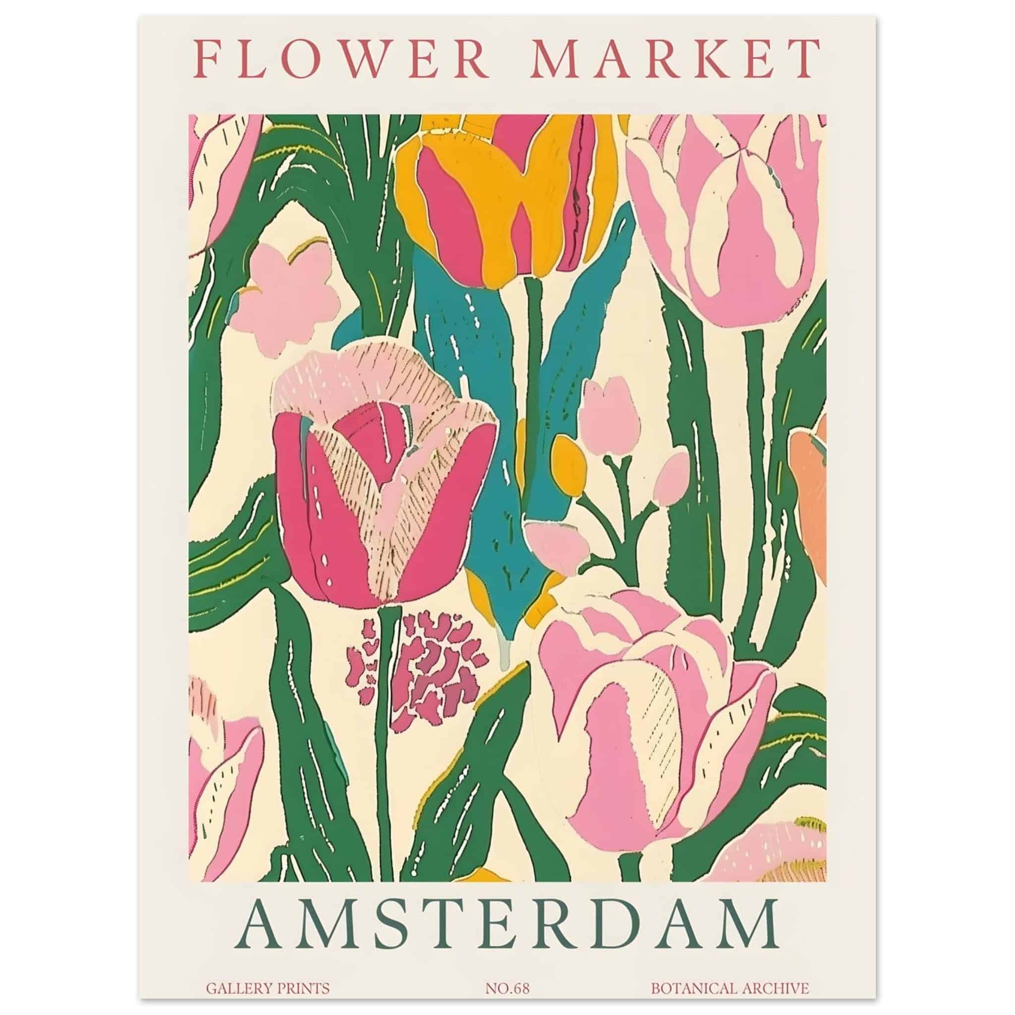 Artfulprints Poster Flower market - Amsterdam II  - 30x40 cm - Meerkleurig