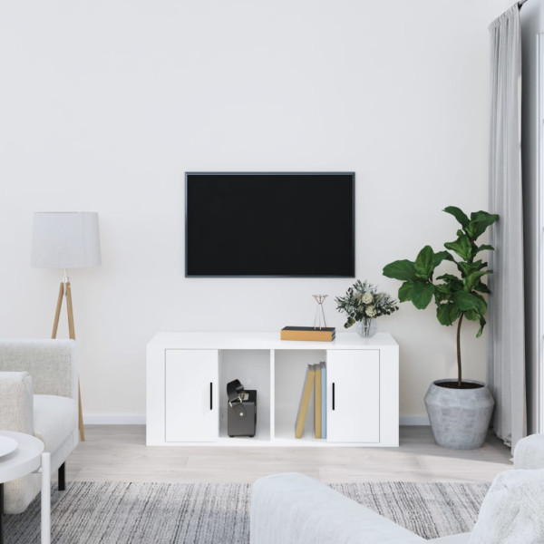 Szafka Pod Telewizor Szafka RTV KomodaBiały Połysk 100x35x40 cm