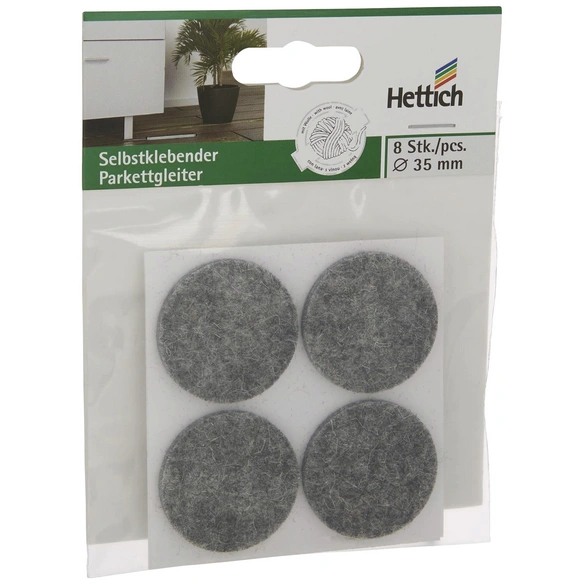 Parkettgleiter, rund, Selbstklebend, grau, Ø 35 x 3 mm