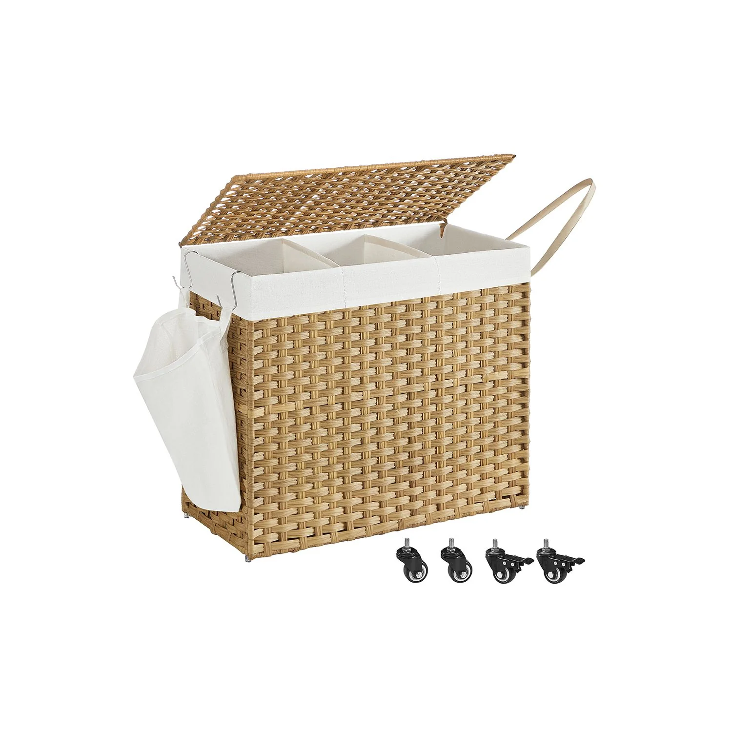 Panier à linge avec roulettes 3 compartiments