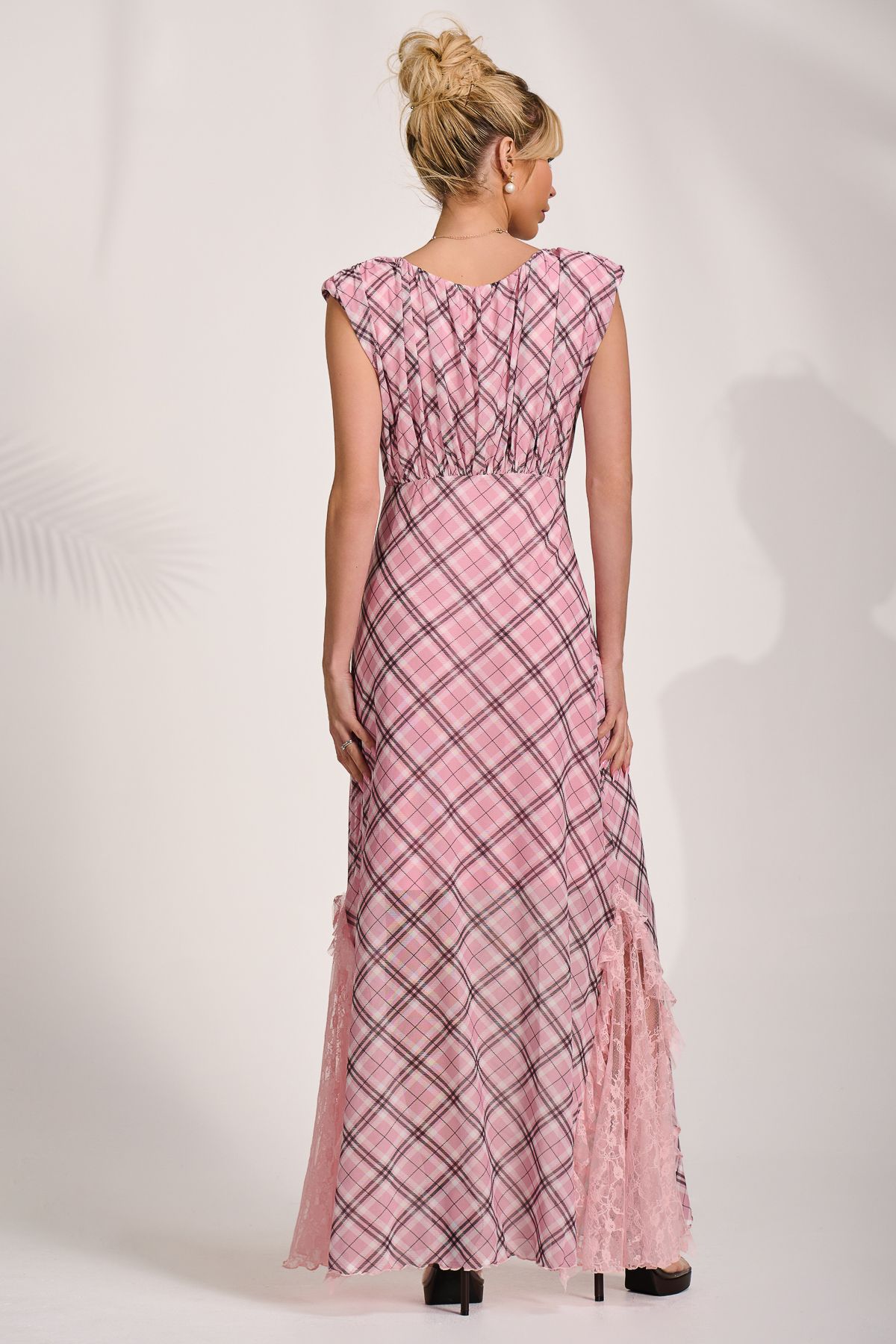 Jolie Moi Lace Insert Mesh Maxi Dress