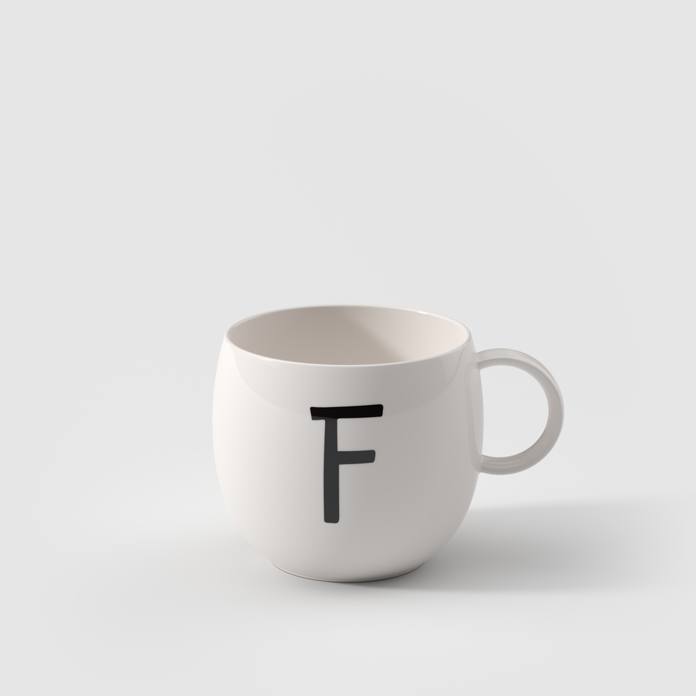 Letters Mug - White, 9.9 oz, Premium Porcelain