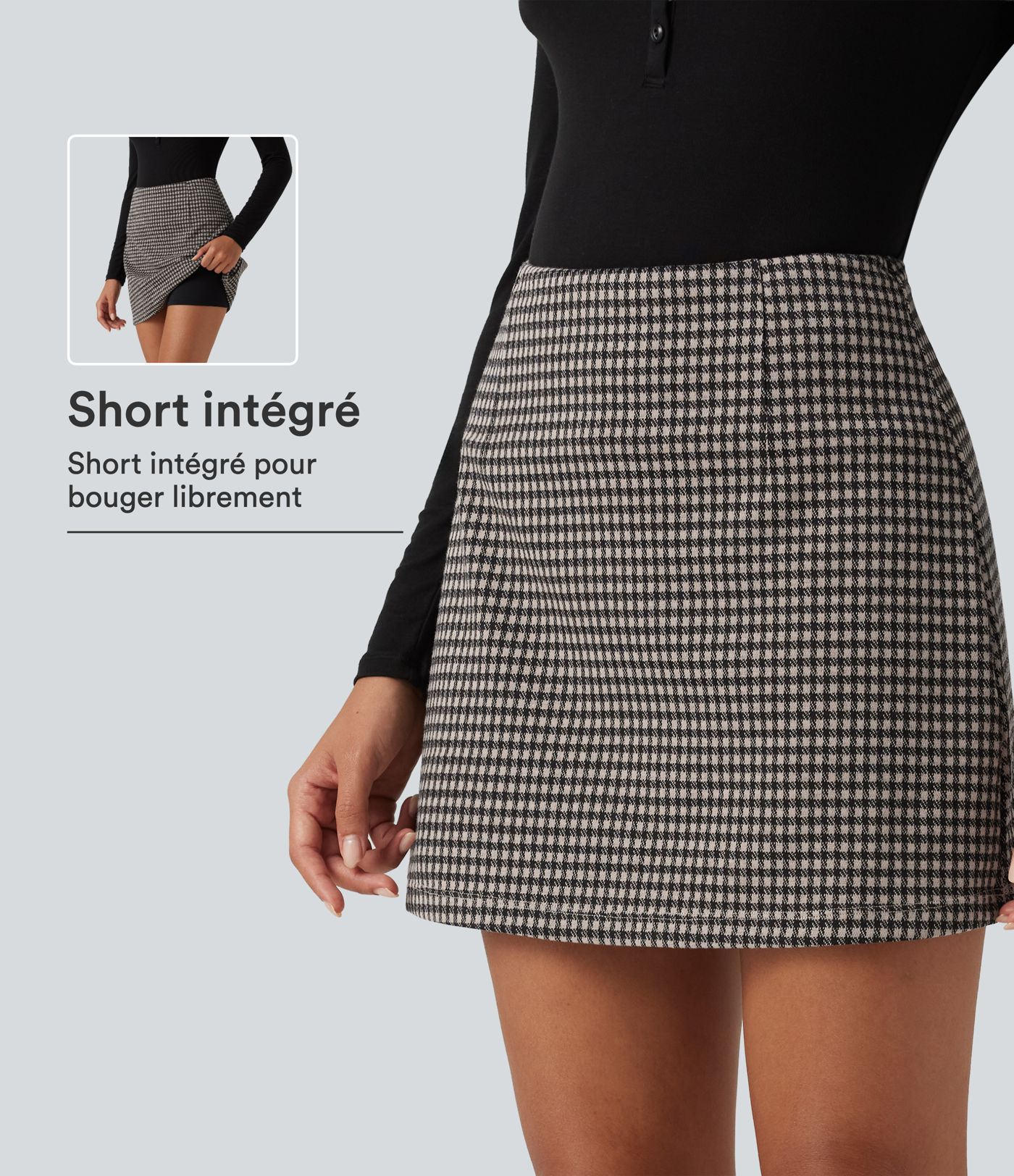 Jupe-short mini taille haute à motif
