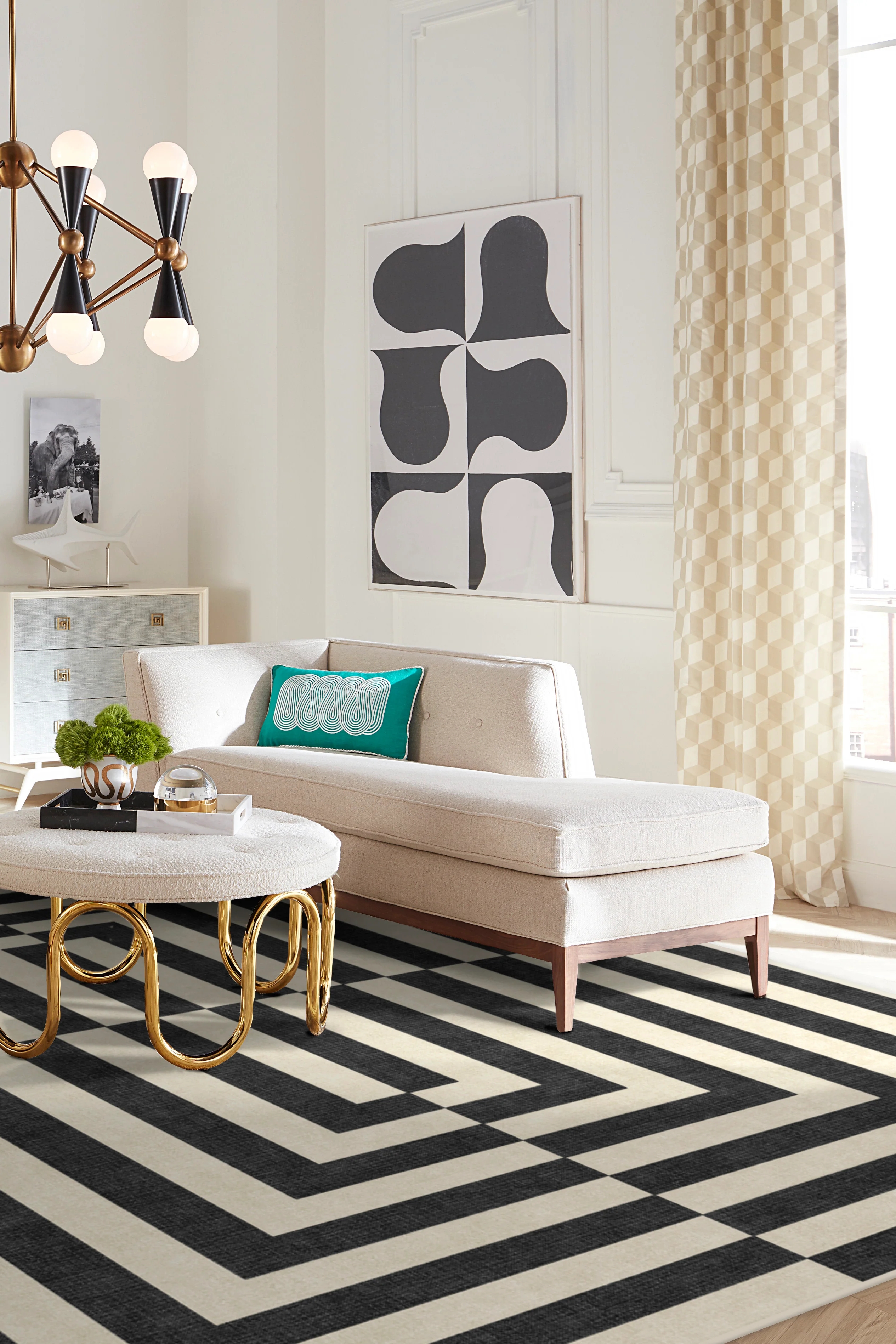 Waschbarer Kurzflor-Läufer Op Art von Jonathan Adler