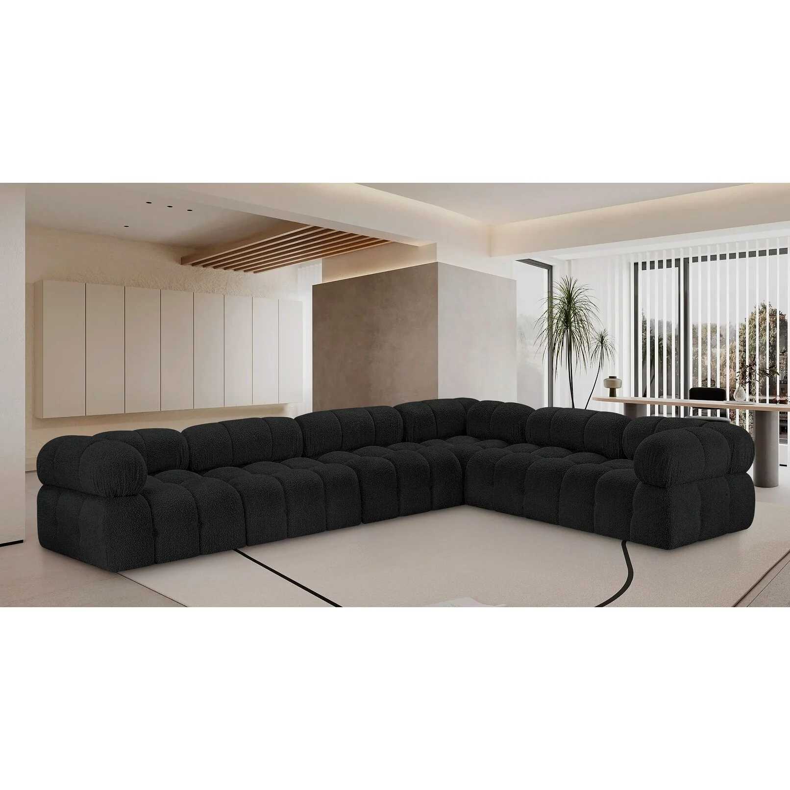 Ames 136 Boucle Fabric Upholstered 6pc. Modular Sectional