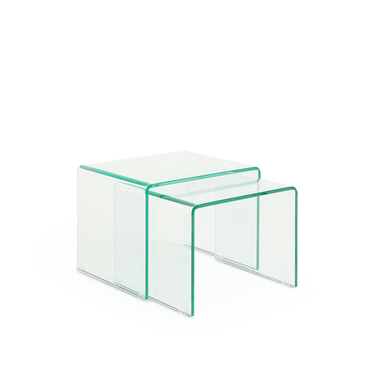 Lot de 2 bouts de canapé verre trempé, Cristalline