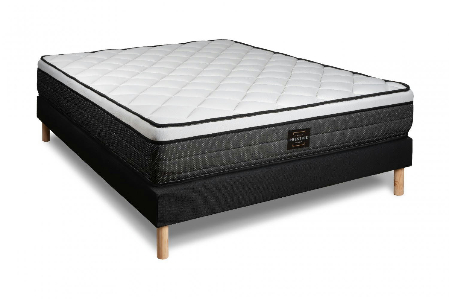 SUITE - Ensemble 160x200 Ressorts et mémoire de forme sommier Noir