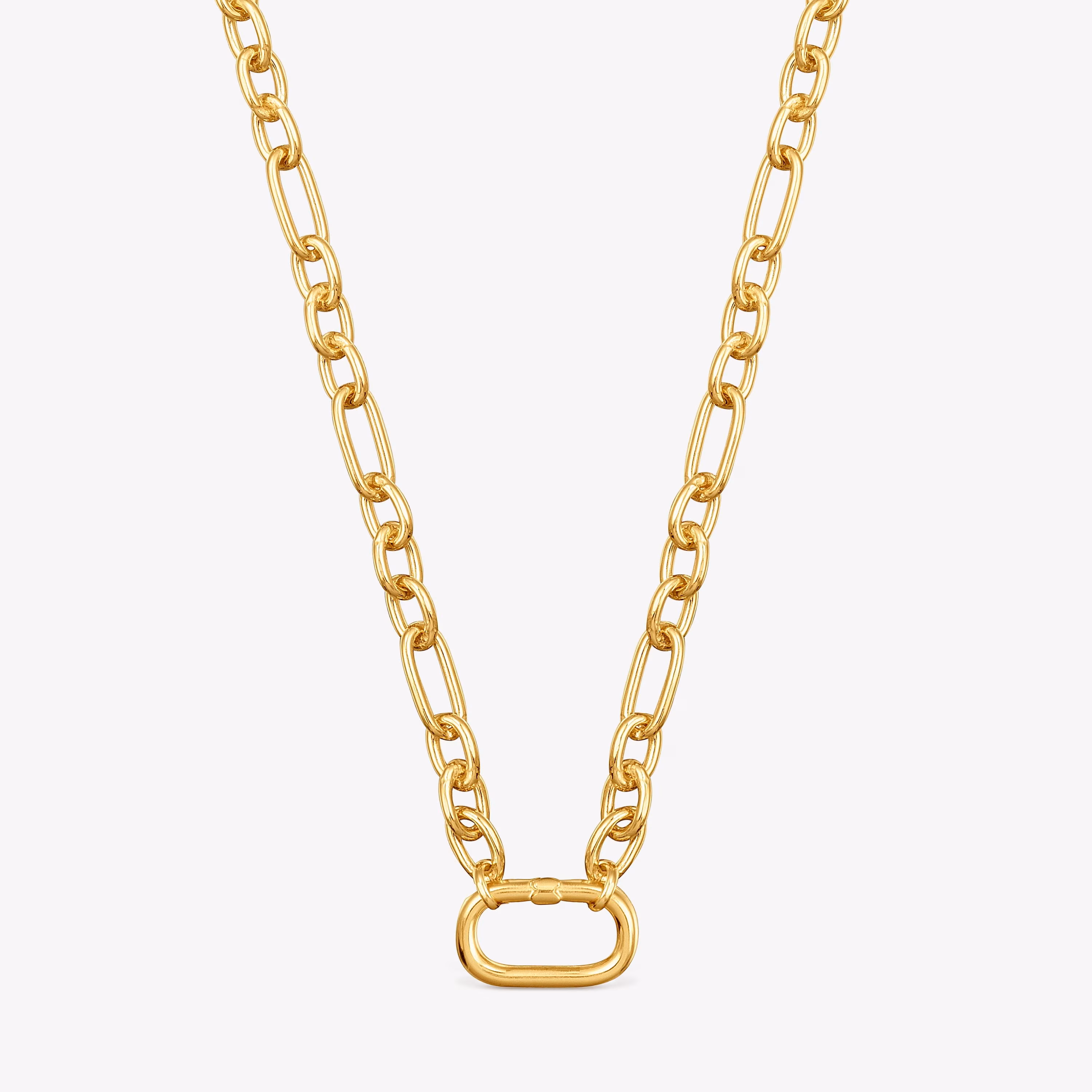 Collar corto con baño de oro 18 kt sobre plata y anilla Hold Oval