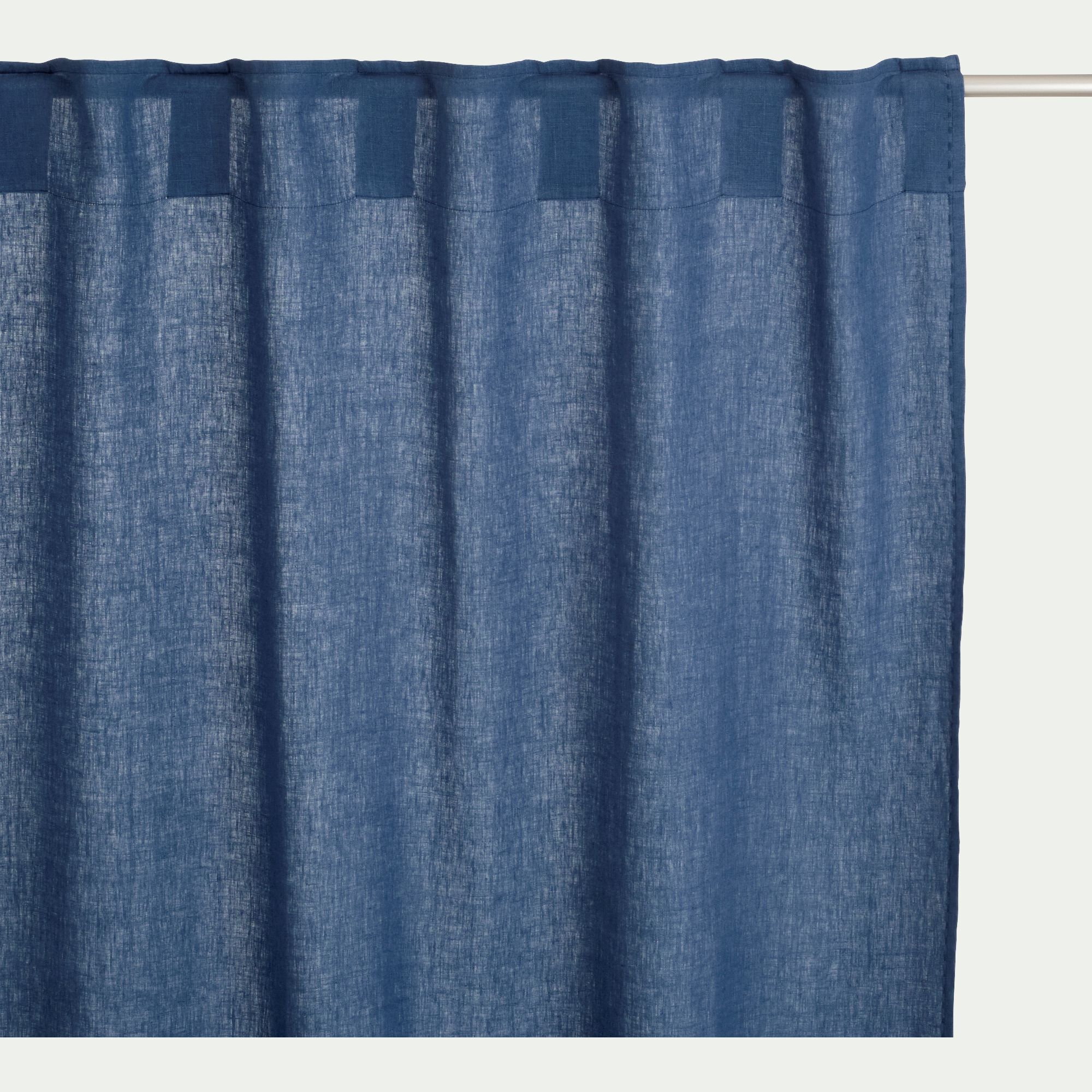 VINON - Rideau à passants cachés en lin lavé finition surpiqure 140x260cm - bleu