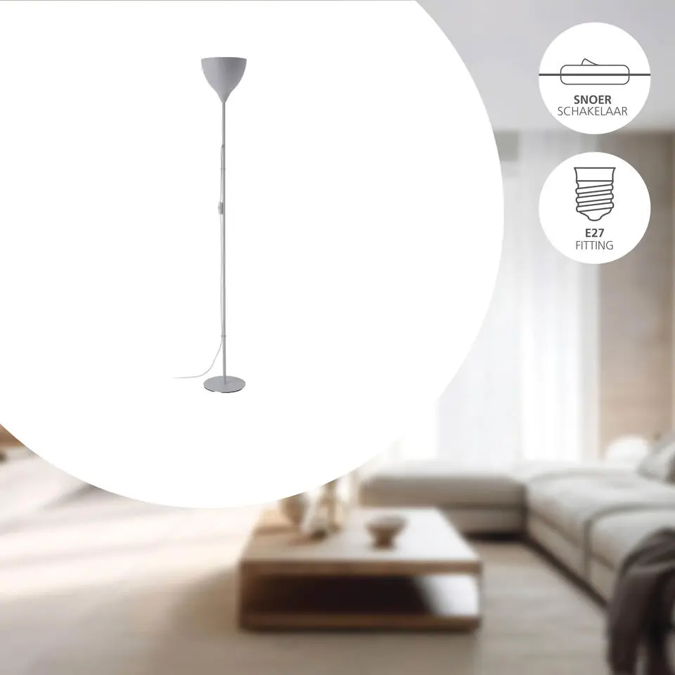 EGLO Vilastrosi-E Vloerlamp - E27 - Zilver/Grijs