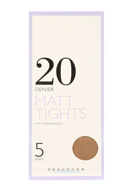 Womens Tan 20 Denier 5pk Tights Extra Large